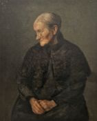 Late 19th/Early 20th century school  Oil on canvas Portrait of a seated elderly lady dressed in