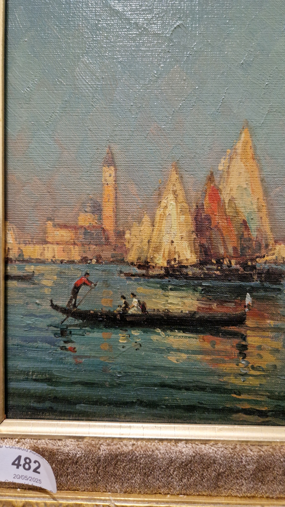 Noel Bouvard (1912-1975) Oil on canvas 'Venice' - Venetian canal scene with gondolier in foreground, - Image 20 of 20