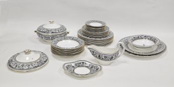 Royal Worcester bone china Florentine pattern part dinner service, printed gilt marks, pattern no.