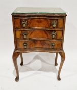 Early 20th century walnut  bedside cabinet of serpentine form in the Queen Anne manner, the top with
