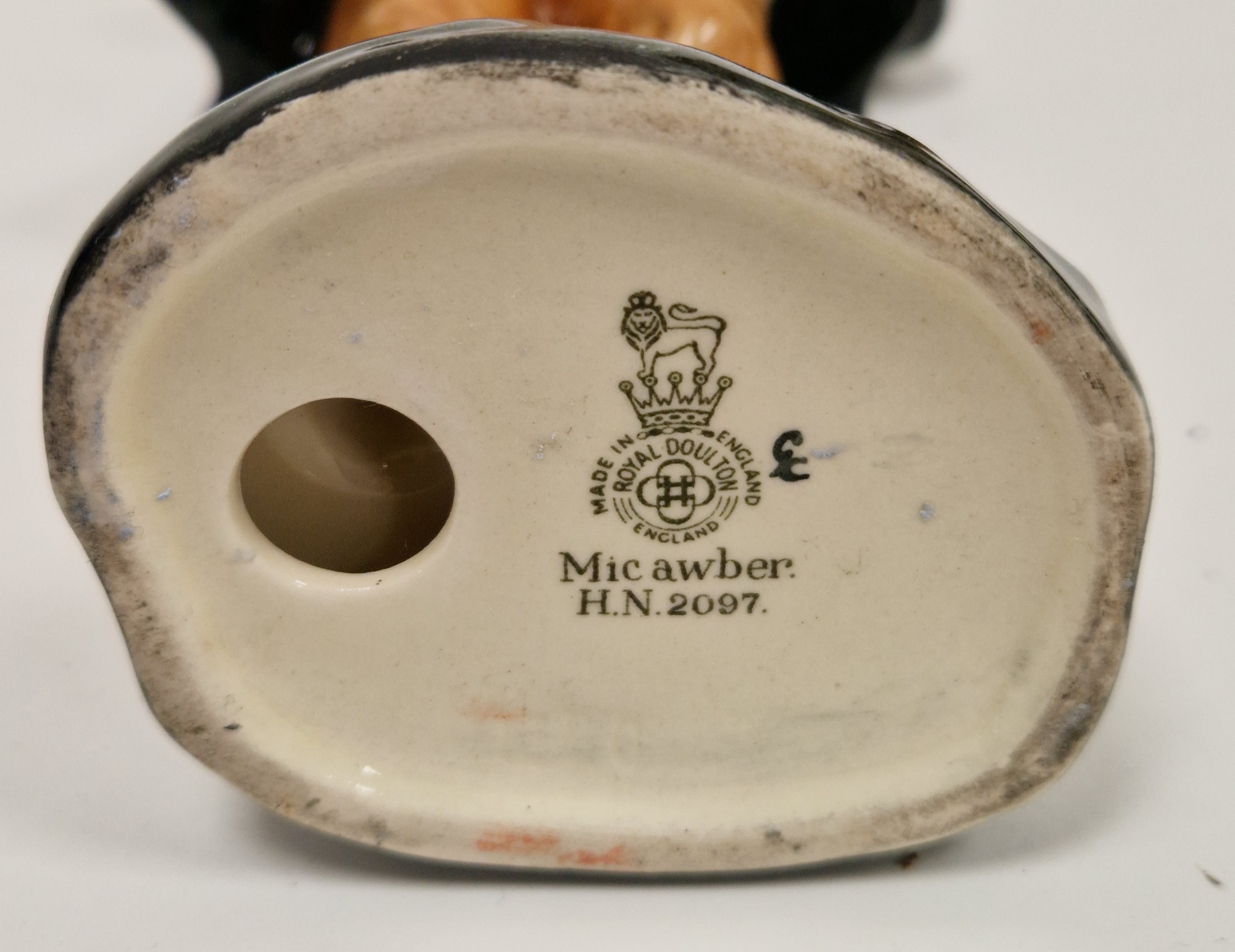 Three Royal Doulton figures, comprising Mr Micawber, HN2097, The Town Crier HN2119 and The Farmer' - Image 2 of 4
