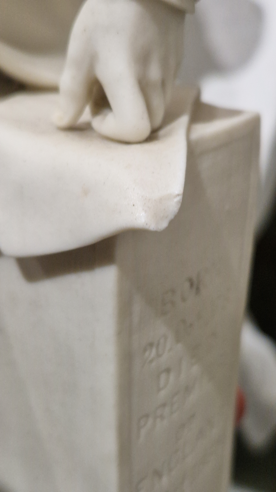 Hill Pottery Company (Burslem) parian figure of Palmerston, standing beside an inscribed column, - Image 7 of 17