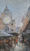 Robert Edward Wells (21st century) Oil on board Rialto, Venice, initialled REW lower left, 21cm x