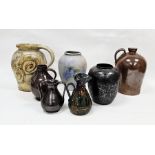 Collection of brown stoneware and other pottery, late 19th/20th century, including: a Doulton