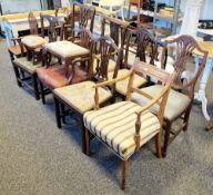 Collection of ten Georgian and later chairs including three George III mahogany elbow chairs with