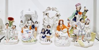 Group of 19th century Staffordshire pottery figures including a figure group representing the Murder