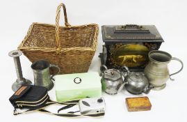 Mixed collectables including a modern 19th century style black box painted with a scene of a gun dog