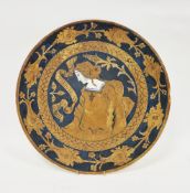 English pottery charger painted by Annie Eliza Spong (1870-1957), Balham, dated October 7th 1886,