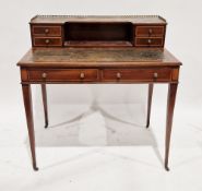 Edwardian mahogany and satinwood inlaid Sheraton Revival lady's writing desk, the upper structure