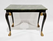 Painted side table in the Irish George III style, the green marble effect top on an ebonised base