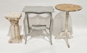 19th/early 20th century white painted wooden stand of Corinthian column form, 58cm high x 26cm wide,