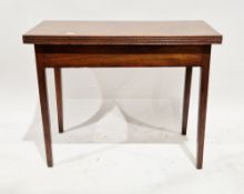 George III mahogany tea table, the rectangular hinged top opening on a gate action support, on
