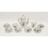 Herend porcelain Rothschild Birds pattern part coffee-service, printed blue and impressed marks,