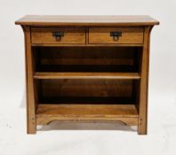 Sherry Furniture oak side table in the Arts & Crafts manner, the rectangular top over two drawers