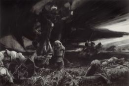 Ed Org (b.1955) Pencil on paper  The Battle of The Pelennor Fields, Lord of the Rings, Vol. III,