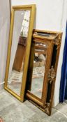 Modern gilt-effect and ebonised rectangular wall mirror with bevel edged plate, 111cm x 93cm and a