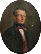 Alfred Weigall (act.1855-1866) Oil on card, mounted on panel Half length portrait of a gentleman,