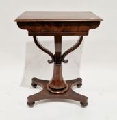 Victorian mahogany games table, the rectangular hinged lid with thumb moulded edge opening to a