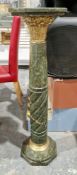 Late 19th/early 20th century green marble torchere, the octagonal top on a turned column support