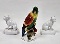 Continental porcelain Sampson-style model of a parrot, late 19th/early 20th century, gilt anchor