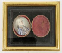 Late 18th century School  Portrait miniature on ivory, depicting a gentleman, three-quarter