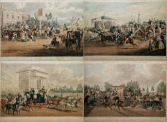 J. Harris (c.1808-1846) Four coloured engraved plates  After paintings by James Pollard, from Scenes