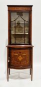 Edwardian Sheraton Revival mahogany and satinwood inlaid display cabinet, the upper section with a