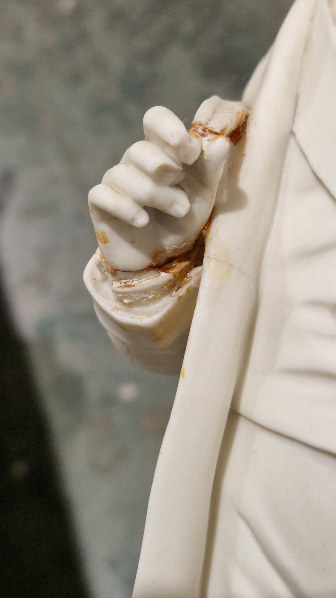 Hill Pottery Company (Burslem) parian figure of Palmerston, standing beside an inscribed column, - Image 4 of 17