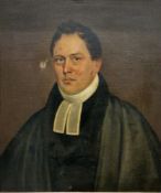 19th century British School  Oil on canvas Portrait of a clergyman, 59cm x 49cm