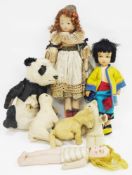 Early 20th century felt character doll in the manner of Lenci together with two early 20th century