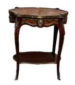 Late 19th/early 20th century French scagliola-topped occasional table of ogee-sided rectangular