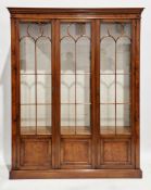 Bevan & Funnell burr walnut display cabinet, the three part astragal glazed and part panelled