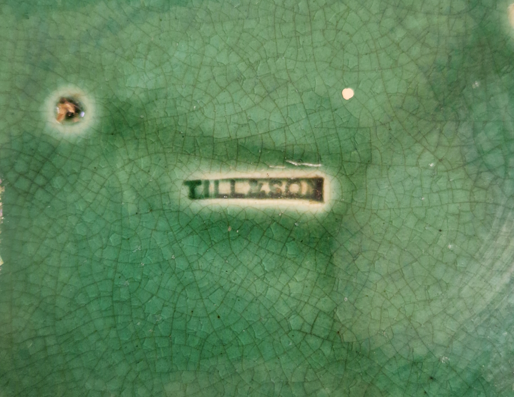 Group of English green glazed majolica leaf moulded dishes, late 19th century, one impressed - Image 2 of 3