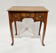 18th century walnut lowboy with later replaced mahogany top, the top with thumbmould edge, over an