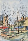 Jean-Pierre Laurent (1920-?) Colour Lithograph Continental marketplace scene, limited edition,
