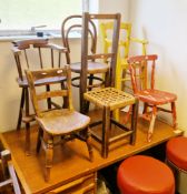 Collection of six children's chairs including a 19th century elm seated lathback chair, 61cm high