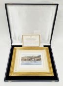 H.R.H. The Prince of Wales (b.1948) Greek Island landscape, fishing boats coloured lithograph