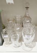 Set of four Waterford crystal wine glasses in the Kathleen pattern, 13.5cm high, a 20th century pink