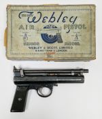 Pre-War Webley Senior .177 Air Pistol, serial number S1423, with pre-war straight grips (one