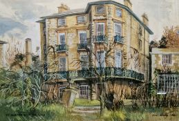 Janet Rawlins (1931) Watercolour on paper  House in garden landscape, signed and dated 1954 lower