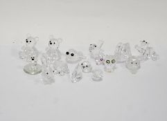 Collection of 14 Swarovski crystal glass animals including frog prince with black eyes 010010, small