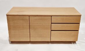 Beaver & Tapley veneered sideboard comprising two panel doors opening to an adjustable shelf,
