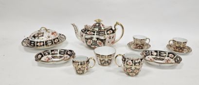 Composite Royal Crown Derby Imari pattern part tea service and other items, printed iron red and