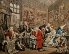 William Hogarth (1697-1764) Four coloured engravings from Marriage a la Mode, framed, 32.5cm x 42.