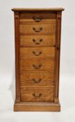 19th century golden oak Wellington chest, the top with thumbmoulded edge over seven graduated