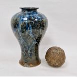 Richard and Elizabeth Mayhew - Studio pottery vase of inverted baluster form with mottled blue and