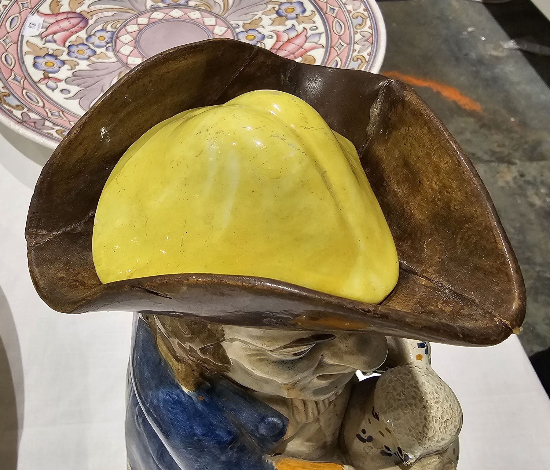 English Prattware Toby jug and cover, circa 1820, modelled seated holding a jug of foaming ale - Image 10 of 10