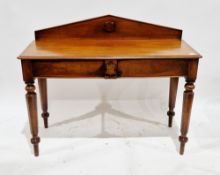 19th century mahogany hall/side table, the rectangular top with shaped backrail and thumbmould edge,