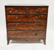Early 19th century mahogany chest of drawers comprising two short and three long graduated