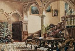 Late 19th/early 20th century school  Two watercolours on paper Victorian interior scene and an